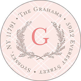 Pink Laurel Round Address Labels